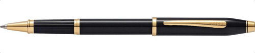 Cross Century Ii Black Lacquer Rollerball Pen With 23kt Gol