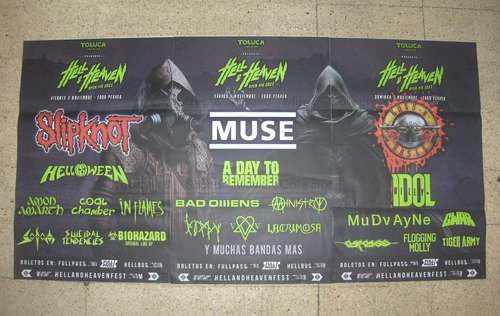 Hell & Heaven 2023 Open Air 3 Posters Guns Slipknot Muse X1 (Usado)