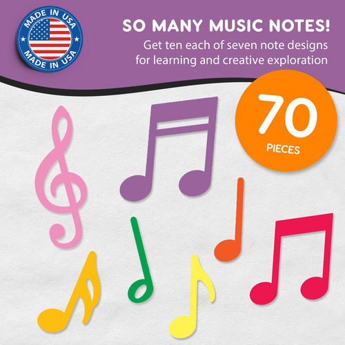 70 Piezas Notas Musicales Coloridas Para Decoración De Fiest Multicolor Nombre Del Diseño