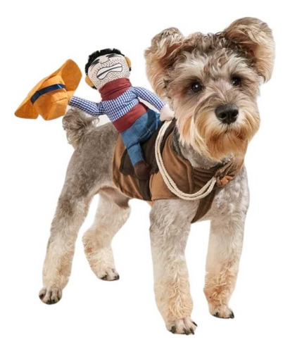 Imagen 6 de 10 de Disfraz Para Perros Y Gatos Con Jinete De Vaquero Dif Tallas