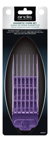 Andis Pack 4 Peines Magnéticos 5 + 6 + 7 + 8 - 66320 Color Violeta