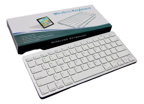 Teclado Sem Fio Bluetooth Pc Tablet Celular Notebook Sem Fio Cor de teclado Branco Idioma Português Brasil