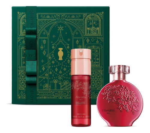 Presente Floratta Red: Colônia 75ml + Body Spray 100ml + Caixa Presenteável