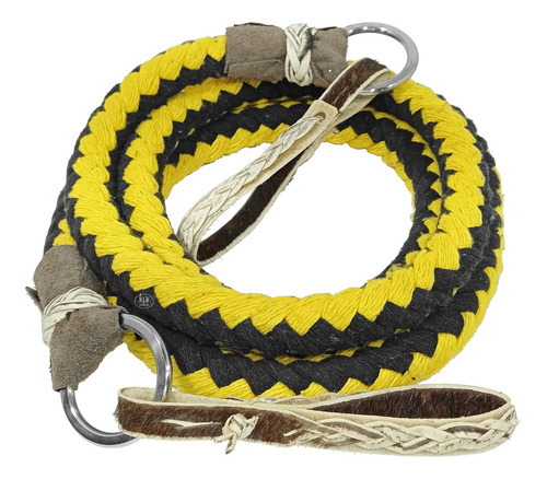 Redea De Lã Trançada Argolas Inox Para Cavalo Mula Cor Amarelo
