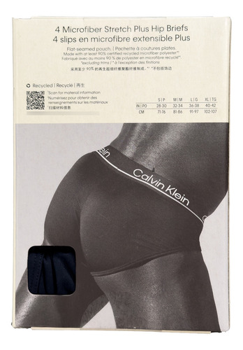 Trusa Calvin Klein Pack De 4 Hip Briefs Microfibra Stretch