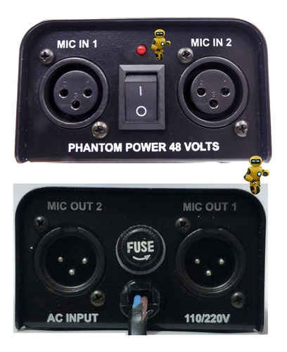 Imagem 1 de 7 de Phantom Power Duplo Alimentação 9-48v Para Microfone Pro