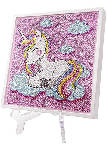 Unicornio 5d Diamante Pintura Para Niños Con Marco De Madera