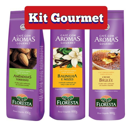 Kit 3xcafés Gourmet 1 Amêndoas 1 Baunilha 1 Cremebrulee - Pó