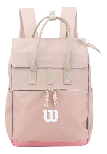 Mochila Wilson Reforzada Porta Notebook Urbana Uso Diario Crema Liso