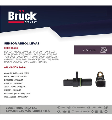 Sensor Árbol Levas Jetta A6 Golf V Bora 09-11 Beetle 2 Pines