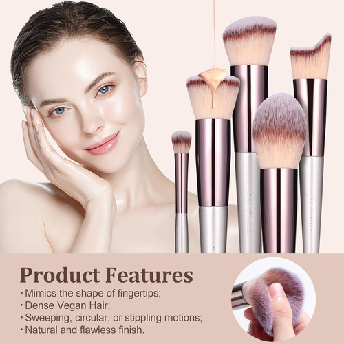 Juego De Brochas De Maquillaje Bs-mall, 18 Piezas, Base S...