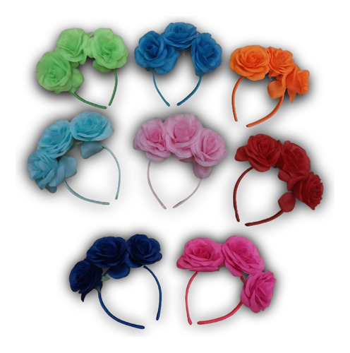 10 Vinchas 3 Flores  Colores Premium