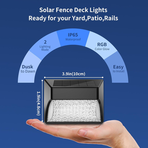 Luces Solares Para Cubierta De Valla, Led Impermeables Para