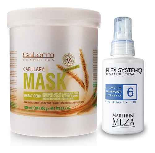 Mascarilla De Trigo 1000ml Salerm + Leave In #6 Plex System