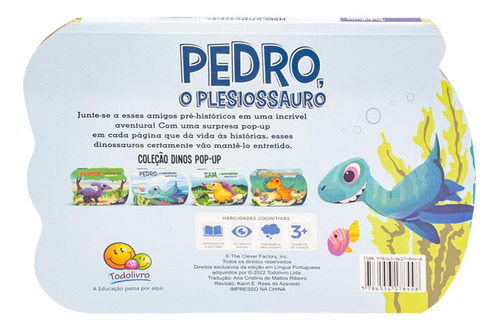 Dinos Pop-up: Pedro, O Plesiossauro: Dinos Pop-up, De Inc. The Clever Factory., Vol. 1. Editorial Todolivro, Capa Dura, Edição 1 Em Português, 2024
