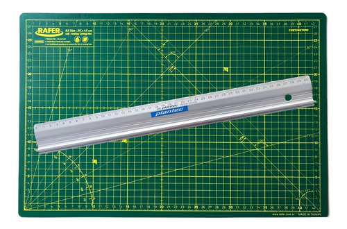 Imagen 1 de 10 de Tabla De Corte A3 45x30 Cm D/faz + Regla De Aluminio 40 Cm