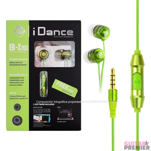 Auriculares Profesionales In Ear Idance Eb X203 Mic + Funda