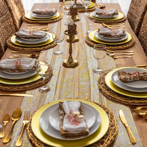 Mantel Transparente Table Runner Con Lentejuelas, 70 X 4 Uni
