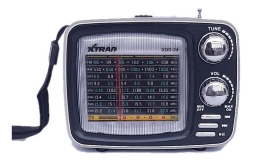 Radio Portatil Retro Vintage Antigo Am-fm Bt Xdg-34 Preto