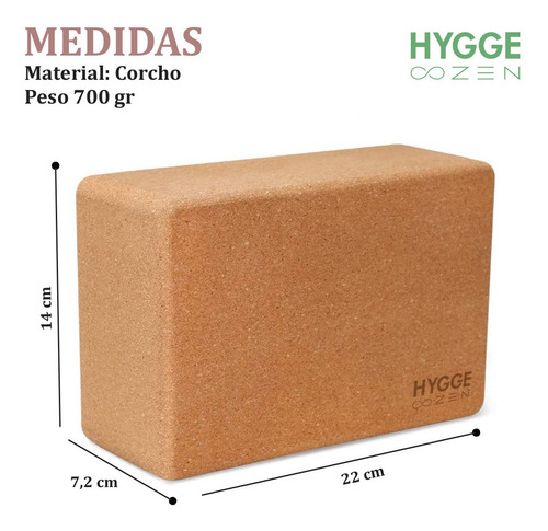 Imagen 2 de 10 de Ladrillo Yoga Pilates Bloque Corcho Alta Densidad Ecológico