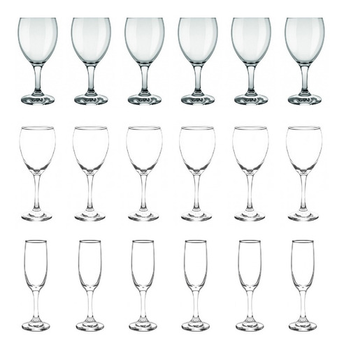 Set Juego 18 Copas Agua Vino Champagne Aragon Versalles