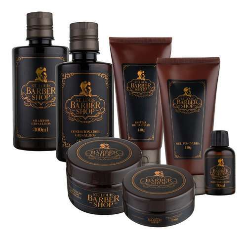 Imagem 1 de 9 de Kit Cuidado Masculino Cabelo Barba Bigode St.louis Fiorenci