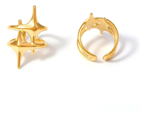 Anillo Moderno De Oro Real De 18 Quilates Chapado En Acero D