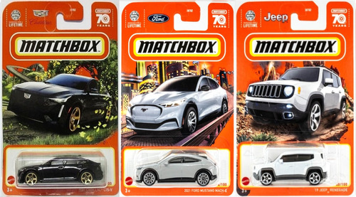 Matchbox Pack C/3 Piezas Cadillac, Ford, Jeep