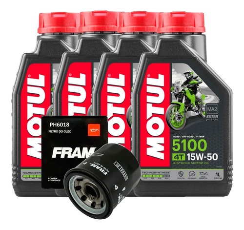 Kit Filtro De Óleo Suzuki Gsx 750f +4 Lts Motul 5100 15w50