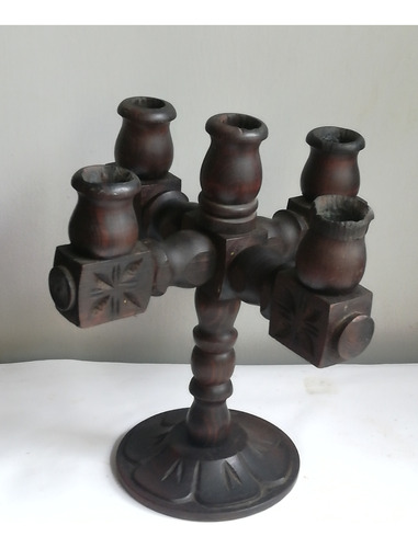 Antiguo Candelabro Porta Velas Hecho A Mano Estilo Gótico