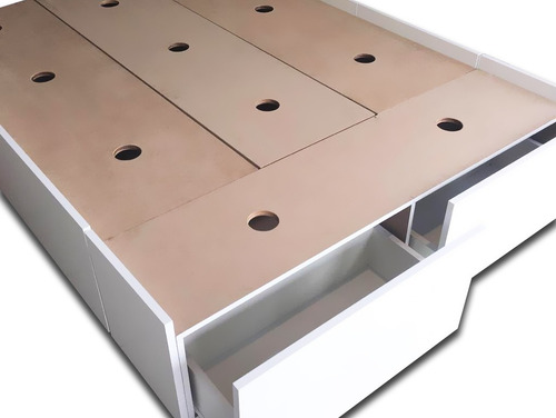 Imagen 6 de 10 de Box Cama Base Sonmier 6 Cajones Revest + Baulera 1.90mx1.40m
