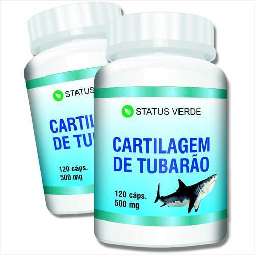 2 Potes Cartilagem De Tubarão 100% Pura - Kit 240 Cáps Sabor Sem Sabor