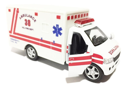 Ambulancia De Metal Kinsmart Blanca Adornos