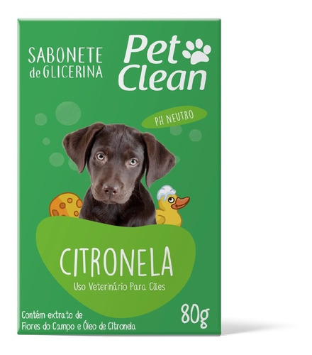 Sabonete Pet Clean Citronela Para Cães E Gatos 80g