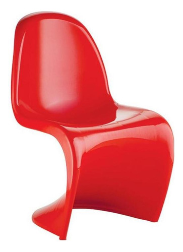 Silla de comedor Panton Curve Design, silla de cocina, color rojo brillante, marco de silla, color rojo brillante