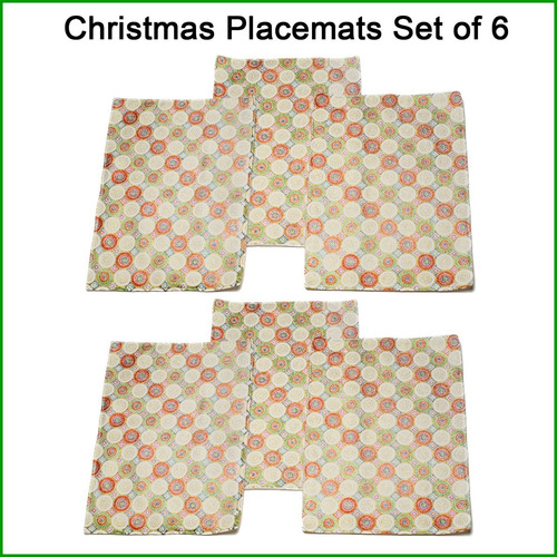 Set O Juego De Individuales Navidad (6 Ind + 1 Roll+ Paneton