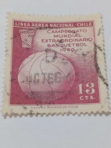 Estampilla Chile.  Basquetbol.           13cts           (5)