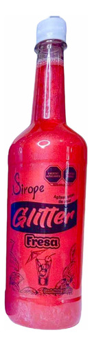 Botella De Sirope Con Glitter Sabor Fresa