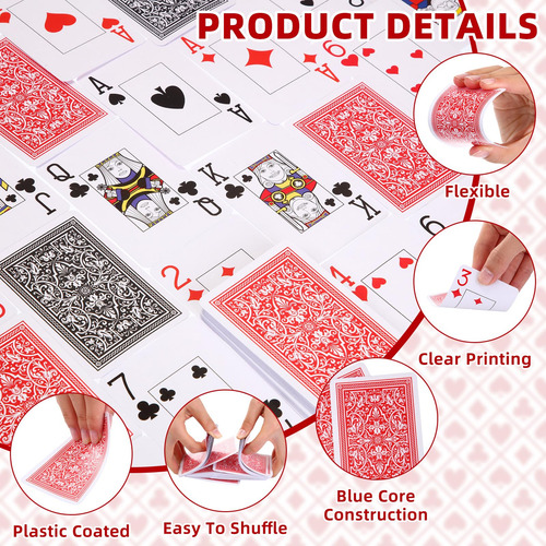 Juego De Cartas Zubebe Jumbo Index Rojo/negro, Paquete De 48