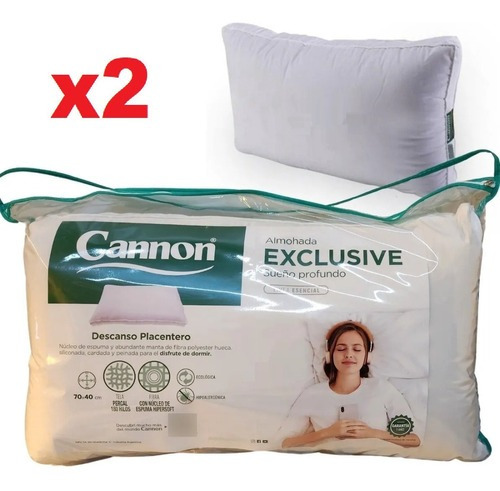 2 Almohadas Cannon Sublime 70x40 Silicona Hipersoft Premium