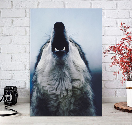 Vinilo Decorativo 60x90cm Lobo Aullando Animales Salvajes