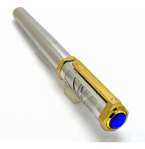 Pluma Rollerball Montblanc Cartier Spider Plata Oro Jumbo Pr Plateada Filos Dorados Negro (Reacondicionado)