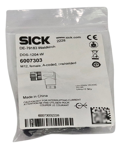 Sick Dos-1204-w Conector De Campo M12 Hembra 4 Pines
