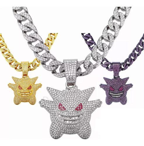 Cubana Cadena Eslabones Gengar Hip Hop Collares De Diamantes