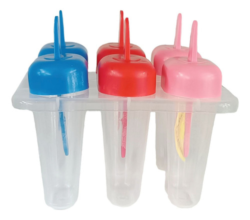 6 Moldes De Plástico Para Paleta De Hielo 6 Cavidades