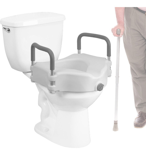 Gambimedic Aumento Para Baño Sanitario Elevador WC Incremento Inodoro GM986 Con Agarraderas Brazos de Apoyo Y Seguro Funciona En Cualquier Baño Soporta Hasta 130KG