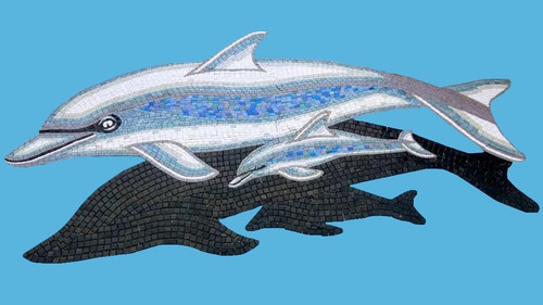 Imagen 2 de 3 de Mosaico Figura Delfin Griscon Bebe De 1.25 Mts Con Sombra Para Alberca