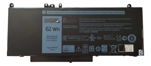 Batería Compatible Con Lap Dell 5450 5470 6mt4t 7750mah 62wh Negro