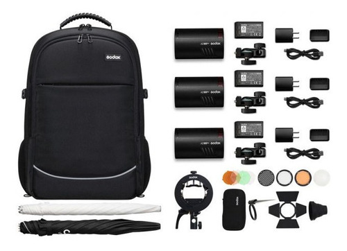 Kit De Iluminación Portátil De 3 Flash Ad100pro Godox