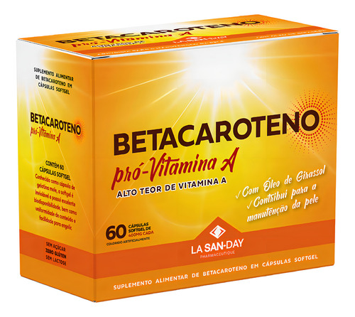 Betacaroteno provitamina A 60 cápsulas - Sabor La San-Day sin sabor